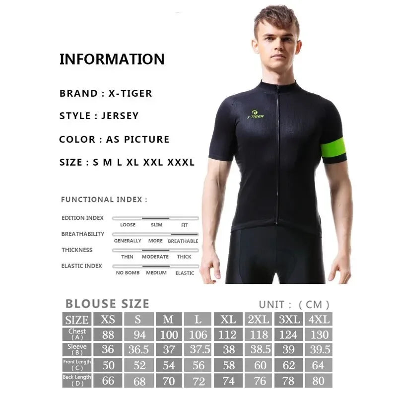 X-TIGER Men's Cycling Jersey – Breathable Quick-Dry MTB Shirt