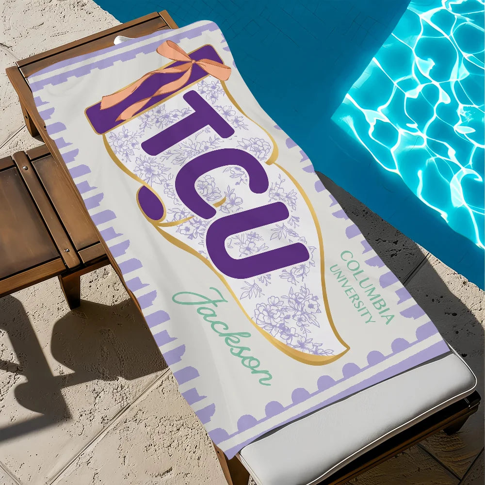 Personalized School Spirit Quick-Dry Beach Towel | 11 Sizes Quick-Dry Beach Towel Peaceful Pleasures Health and Wellness z5 STJ90x180CM