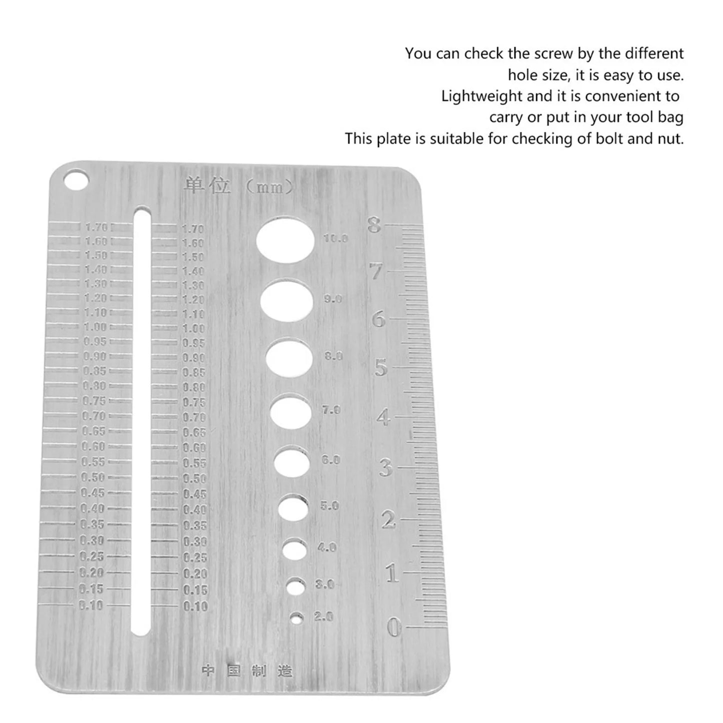 2 Stainless Steel Screw Gauge Plate Bolt Diameter Measuring Ruler Tool