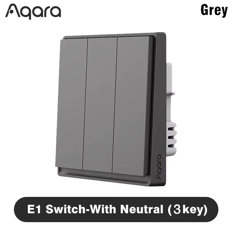 Aqara E1 Smart Wall Switch Zigbee 3.0 Wireless Key Light Switch Fire Wire With/No Neutral For Xiaomi Home Homekt APP Peaceful Pleasures Health and Wellness Neutral 3key Gray China Mainland