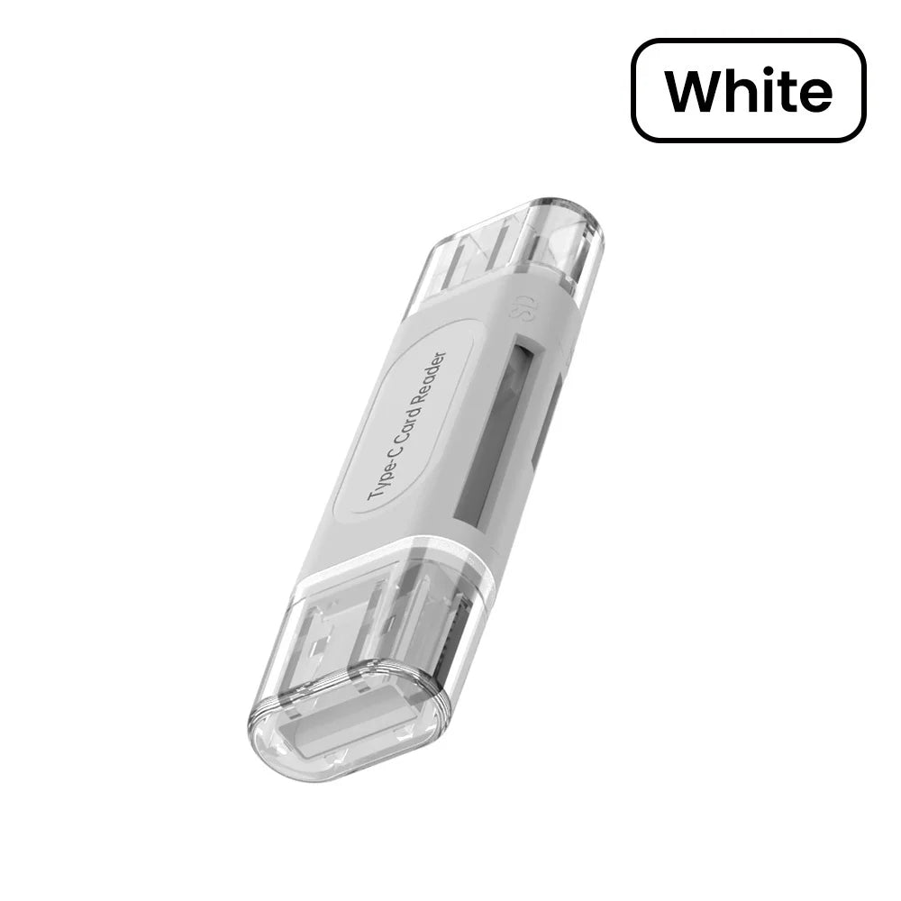 4-in-1 USB-C & USB 2.0 SD/TF Card Reader Adapter for PC Laptop