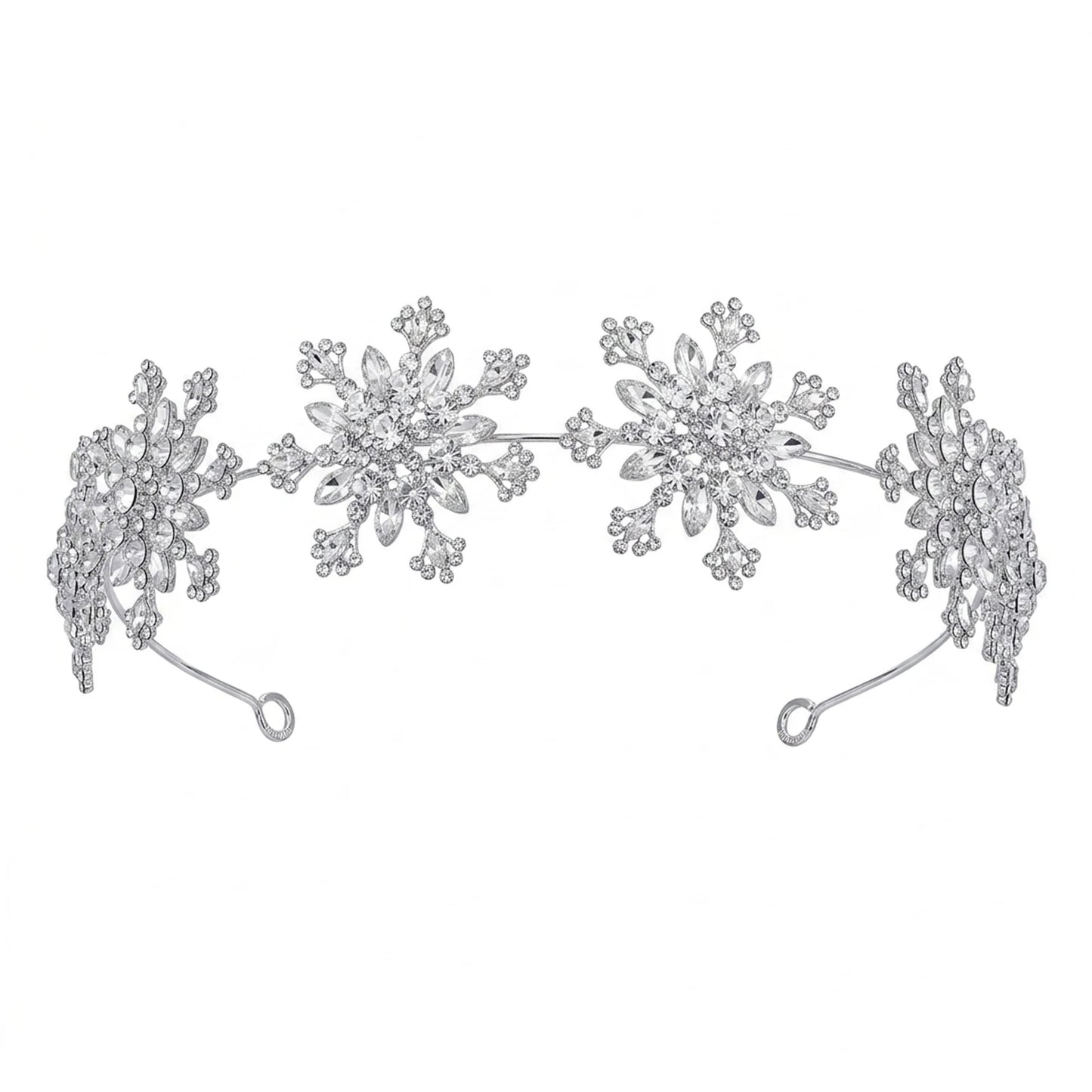 Bridal Rhinestone Hairband Korean Style Snowflake Hair Accessory for Wedding Updo Peaceful Pleasures Health and Wellness White k