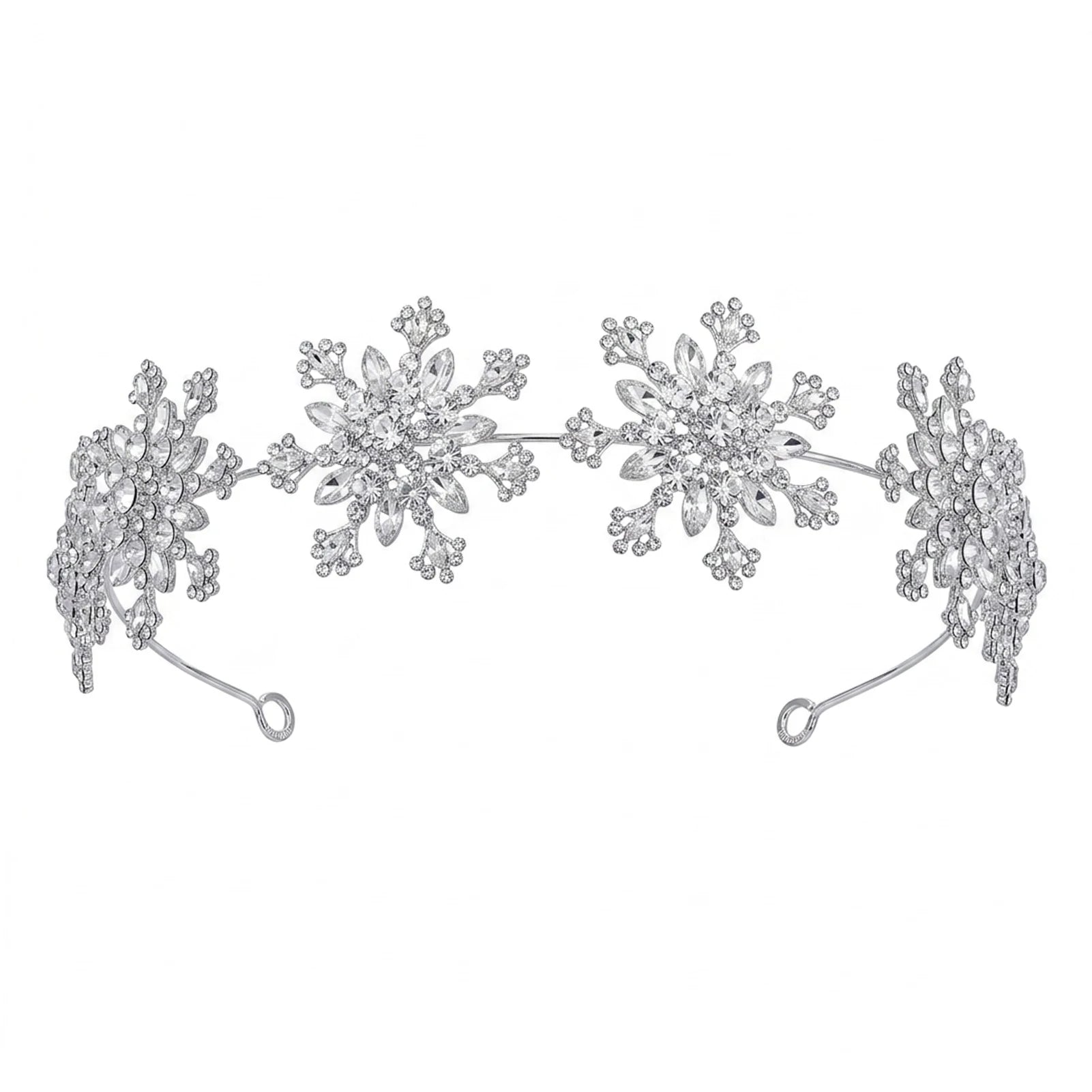 Bridal Rhinestone Hairband Korean Style Snowflake Hair Accessory for Wedding Updo Peaceful Pleasures Health and Wellness White k