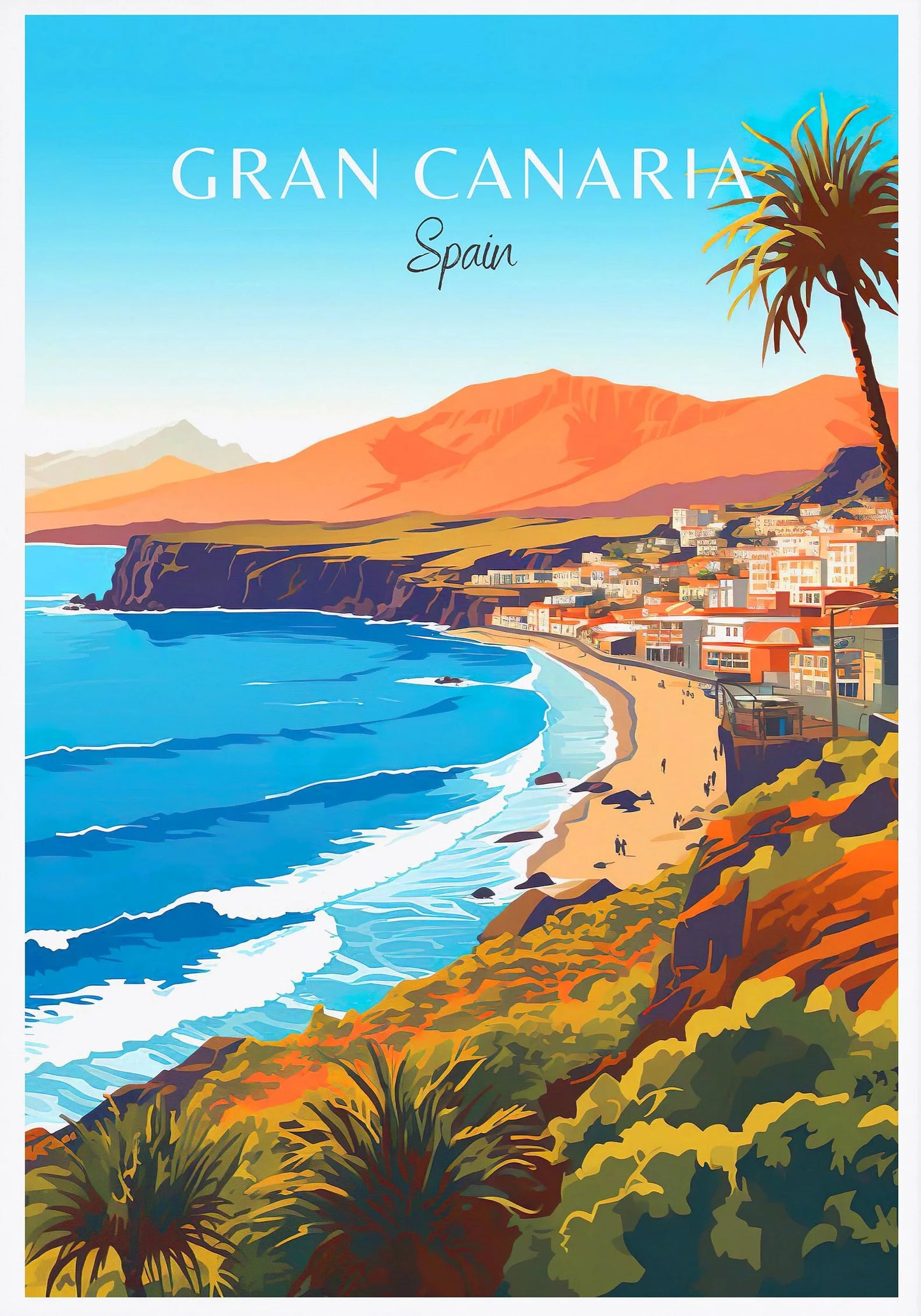 Spain Travel Poster Canvas Print | Barcelona Madrid Granada Wall Art Canvas Wall Art Peaceful Pleasures Health and Wellness CJ51126 40x50cm Unframed