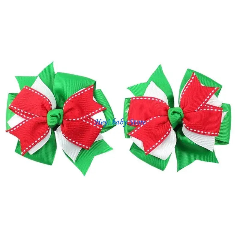 Christmas Bowknot Hair Clips | Holiday Hair Bows Pack of 2