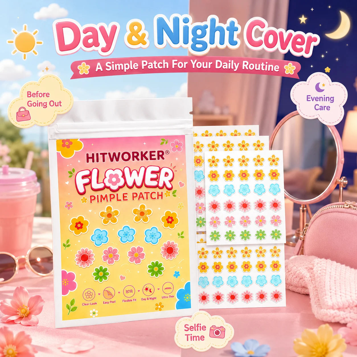 Flower Hydrocolloid Spot Patches – Cute Face Stickers 40/100pc