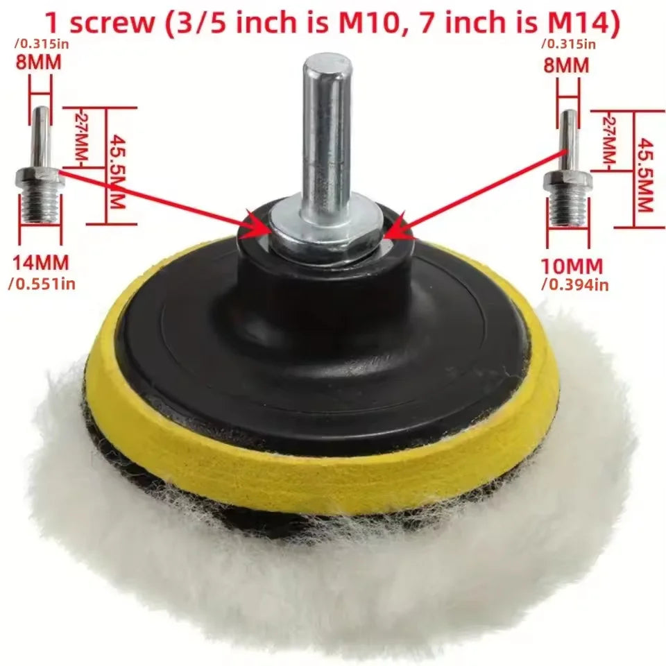 11-Piece Car Polishing Pads Set – 3/5/7 Inch Sponge & Wool Peaceful Pleasures Health and Wellness