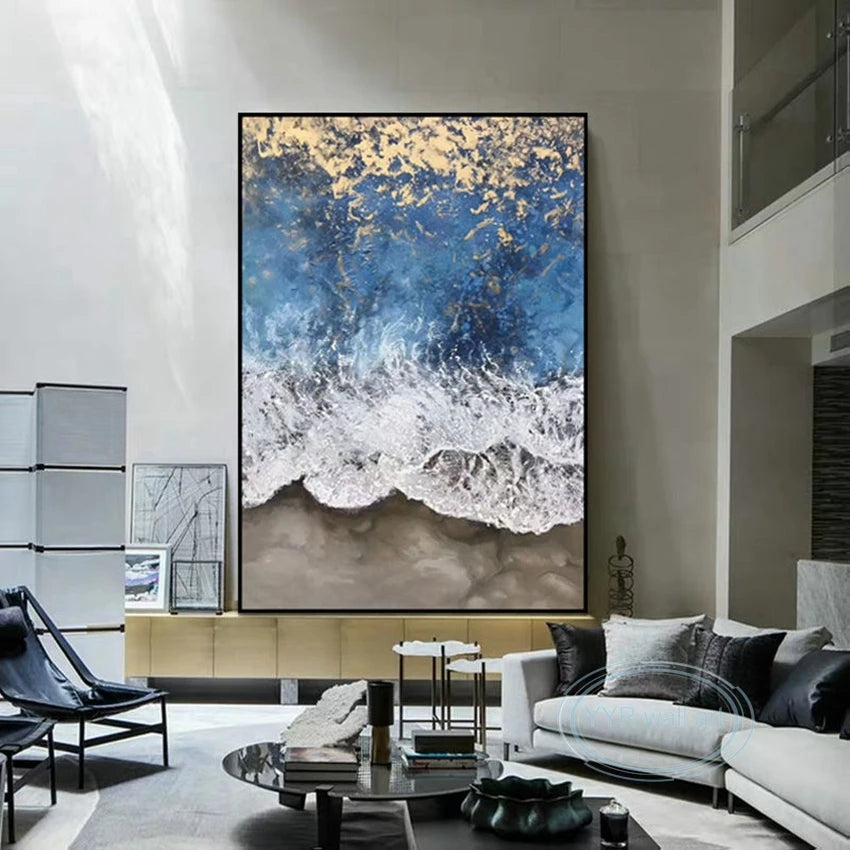 Canvas Wall Art Oil Painting 100% Handmade Abstract Tide Decoration Poster Living Room Light Luxury Picture Porch Acrylic Mural Peaceful Pleasures Health and Wellness