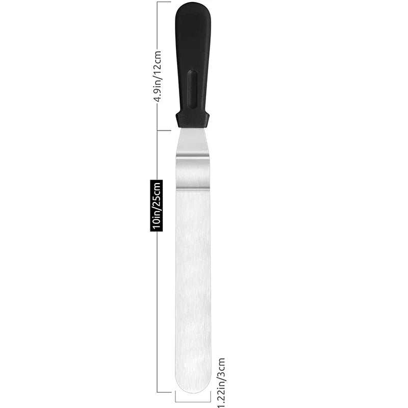 Hot Stainless Steel Cream Spatula Baking Tools 6/8/10 "Cake Decorating Spatula Spread Flat Baking Pastry Tools Kitchen Supplies Peaceful Pleasures Health and Wellness Black 10-inch