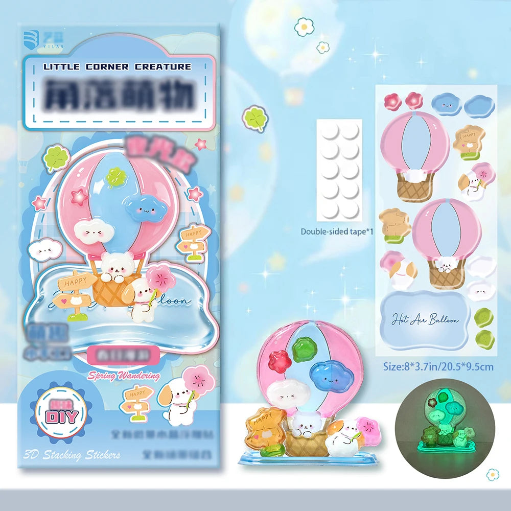 Cartoon Luminous Stickers 3D Relief Layered Music Cute Student