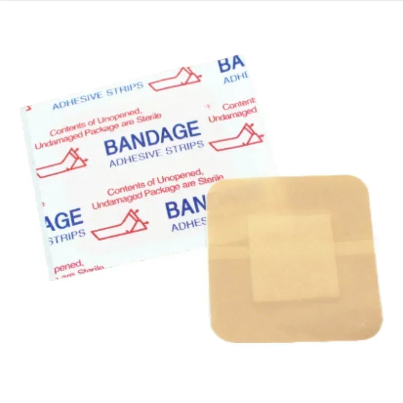 50-Pack Square Adhesive Bandages – Breathable Transparent Plasters