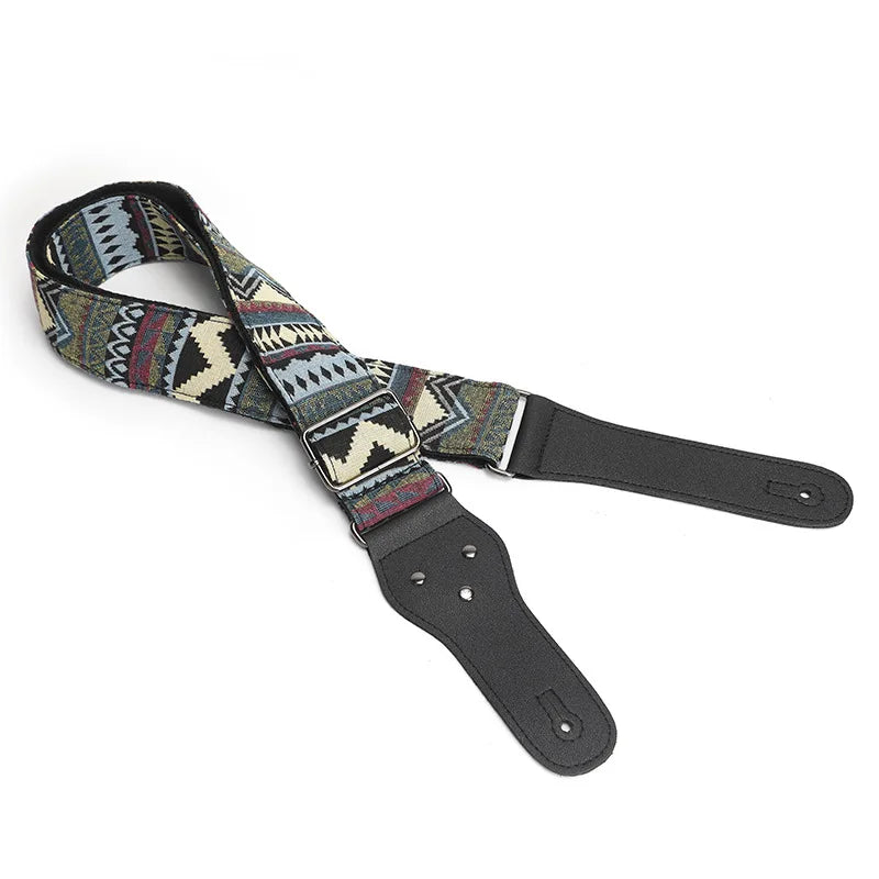 P&p Boho Embroidered Guitar Strap Cotton Adjustable Acoustic Electric