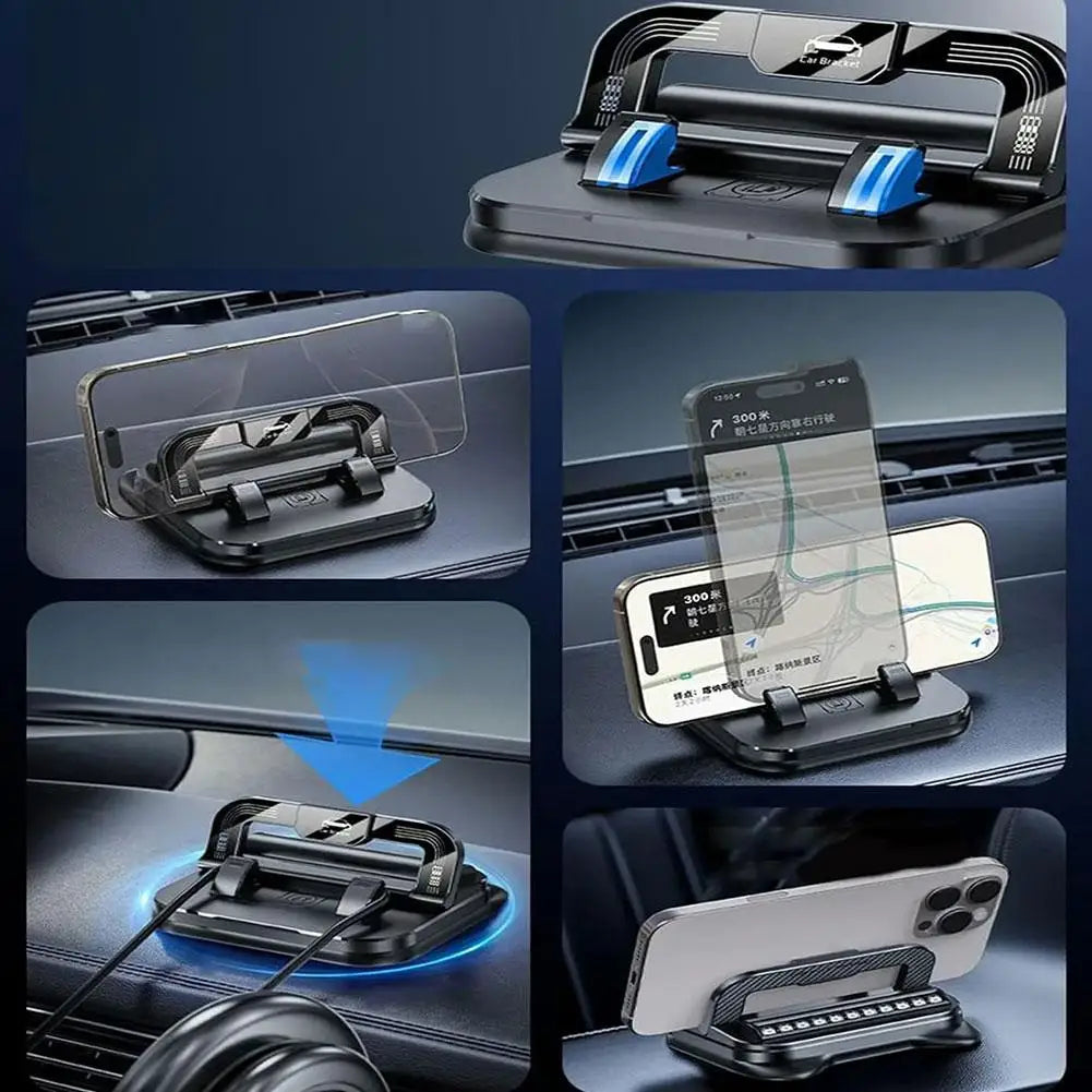 2-in-1 Dashboard Car Phone Holder with 360° Rotation & Number Plate