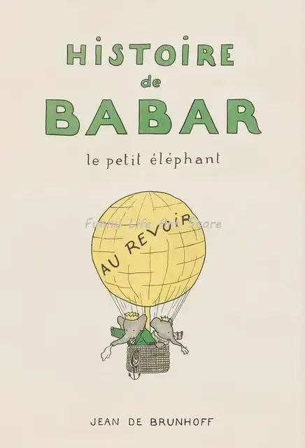 Vintage Babar Elephant Canvas Wall Art | Kids Nursery Poster
