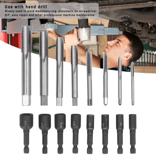Tap Socket Set Machine Lengthened Tapping Chuck 1/4in Hex Shank Steel Hand Tools Tap Socket Set 1/4in Hex Shank Tap Socket Peaceful Pleasures Health and Wellness