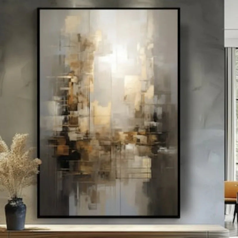 Gold, White, Gray And Black, 100% Hand Painted, Textured Painting, Acrylic Abstract Oil Painting, Wall Decor Living Room Peaceful Pleasures Health and Wellness Without frame 4 70x100cm