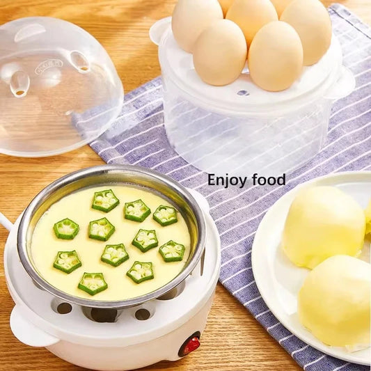 Multifunctional Egg Boiler Electric Egg Steamer Cooking Breakfast Machine Double Layers Egg Cooker Mini Steamer Poacher Kitchen Peaceful Pleasures Health and Wellness