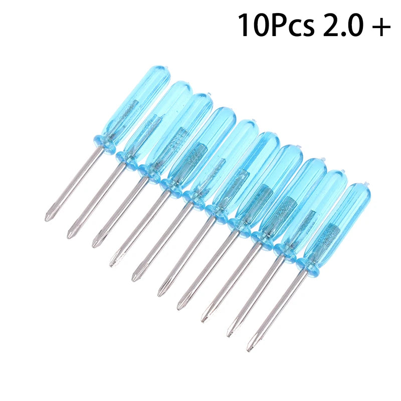 10Pcs Mini Screwdriver Blue Handle Mini Phillips Screwdriver Set Cross/Horizontal Head Precision Repair Tools Electronics Tools Peaceful Pleasures Health and Wellness A1