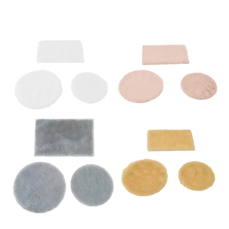 3PCS Dollhouse Miniature Plush Carpet Set – Small Floor Mat Rug