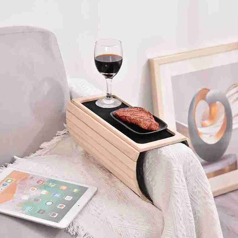 Bamboo Sofa Arm Tray Table | Anti-Slip Armrest Organizer Sofa Arm Tray Peaceful Pleasures Health and Wellness