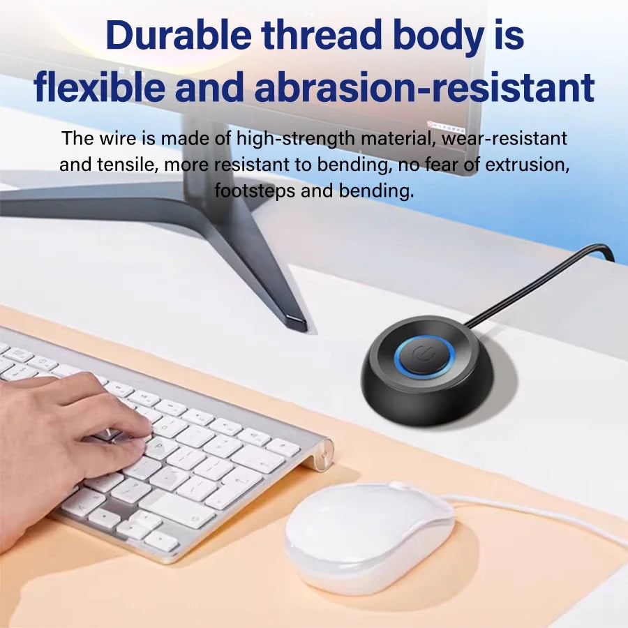 Computer Desktop Switch 1.8M LED Lights PC Motherboard External Start Power On/Off Button Extension Cable Startup Switch Office Peaceful Pleasures Health and Wellness