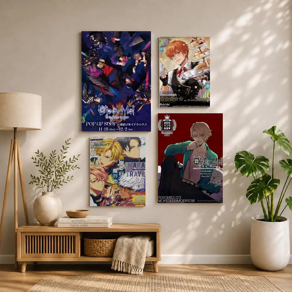 Game O-Obey Me!S Poster HD Self Adhesive Waterproof Wall Art Ideal for Home Office Dorm Bedroom Great Gift Peaceful Pleasures Health and Wellness