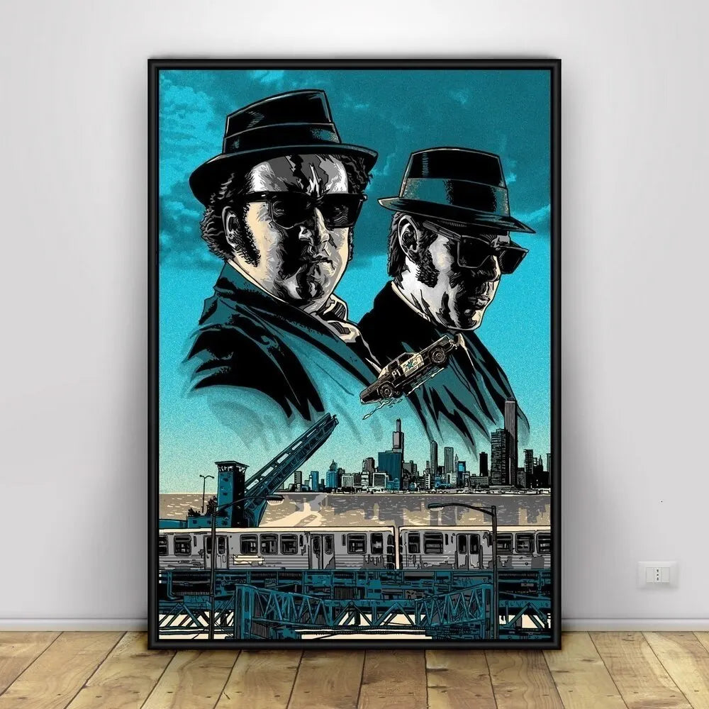 Vintage Blues Brothers Canvas Wall Art Classic Movie TV Show Poster Retro Print for Home Bedroom Living Room Decoration Peaceful Pleasures Health and Wellness