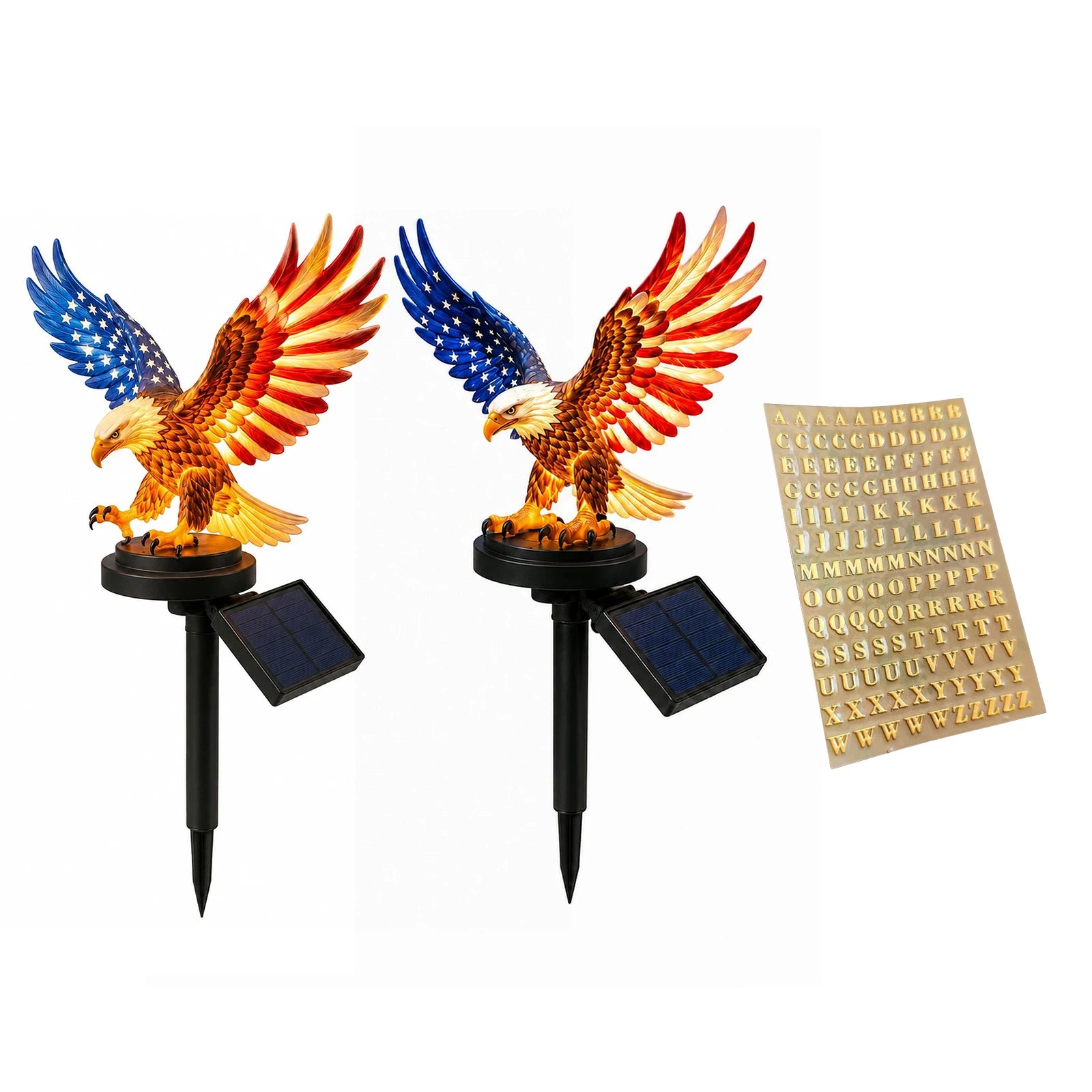 Solar Powered LED Garden Eagle Lamp Patriotic Memorial Day Light Decor for 4th of July Decorations Outdoor Memorial Day Peaceful Pleasures Health and Wellness 2pcs