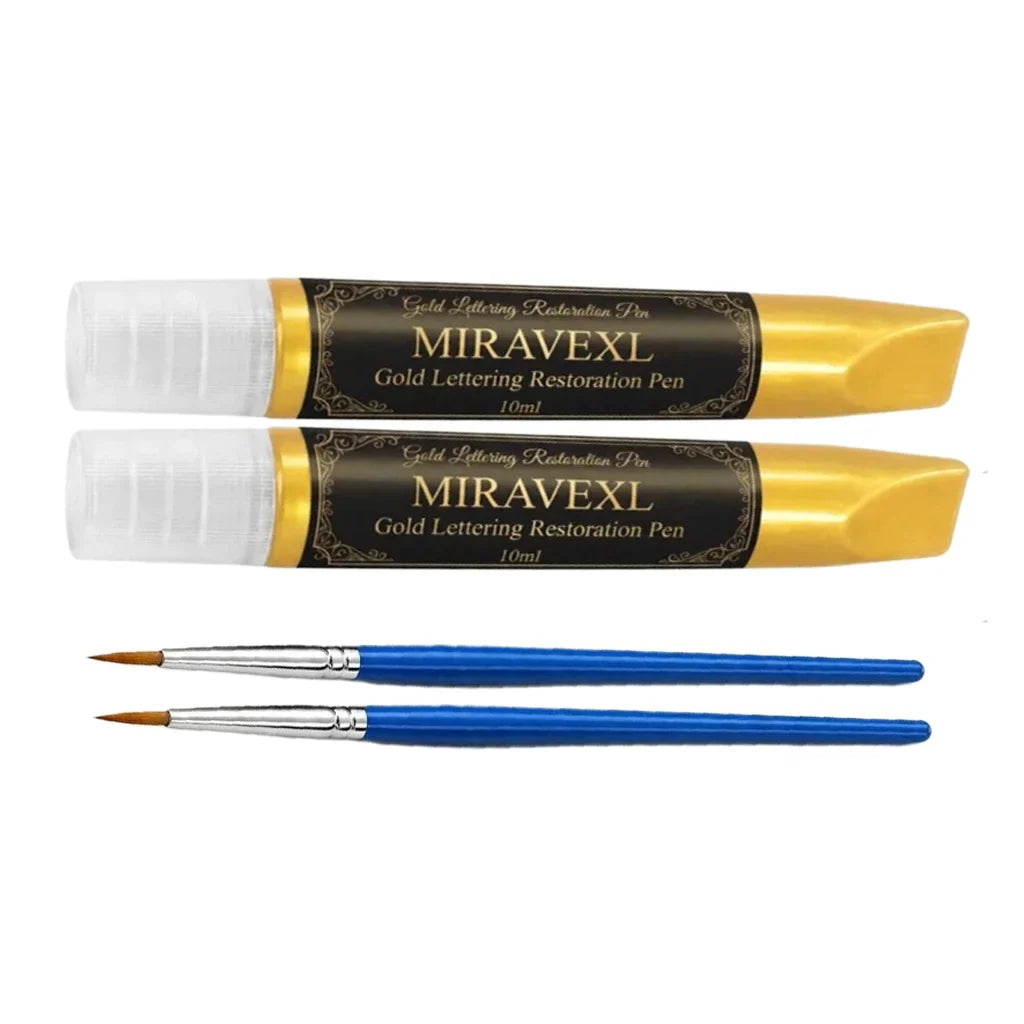 Gold Headstone Restoration Marker & Brush Set – 10ml