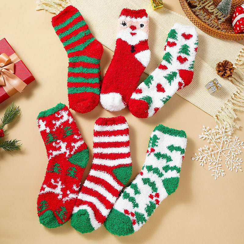 New Creative Design Winter Socks Coral Velvet Christmas Socks Children Santa Claus Home Warm Floor Socks Elk Cartoon Sleep Socks Peaceful Pleasures Health and Wellness