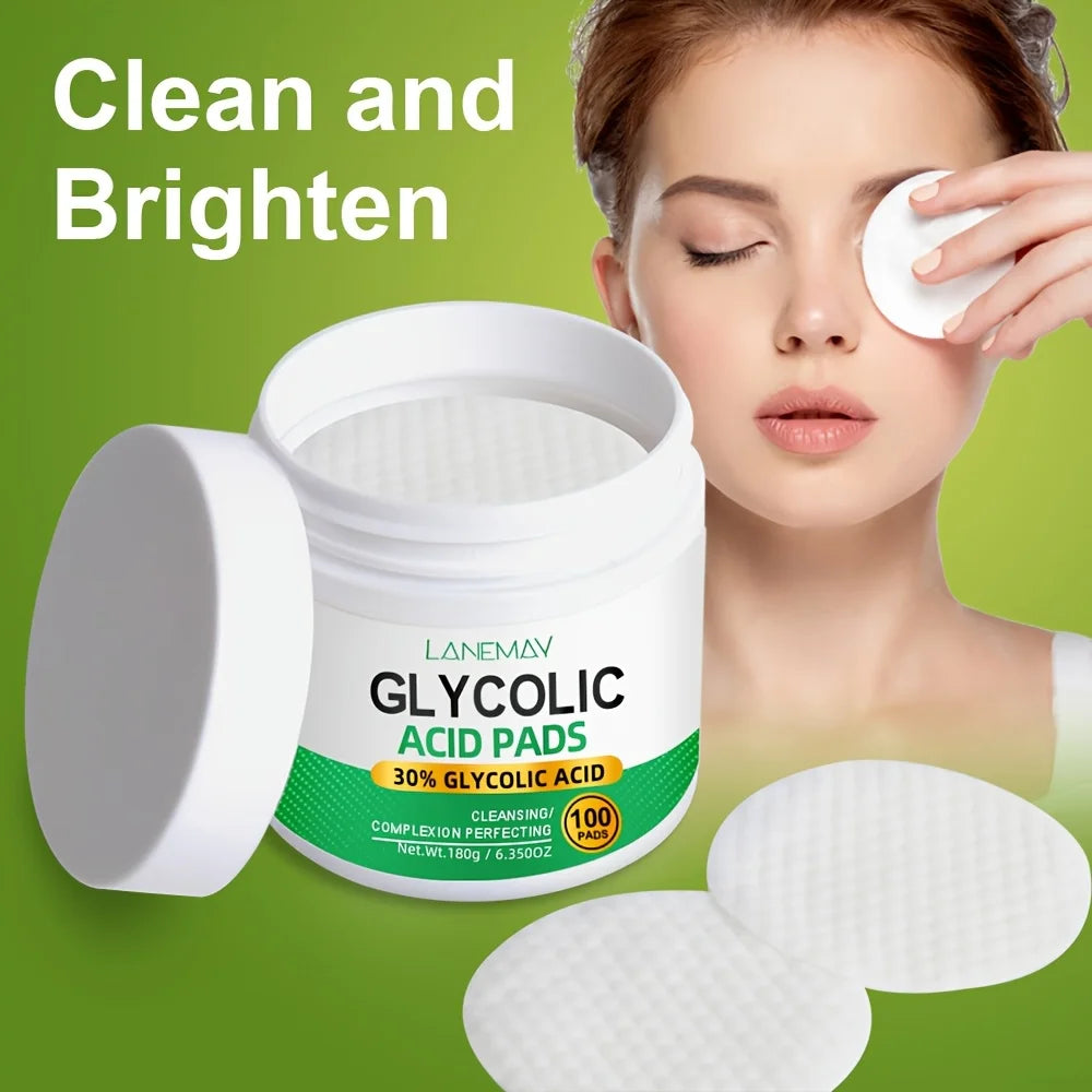 100-Count Glycolic Acid Brightening Face Pads – AHA + Niacinamide