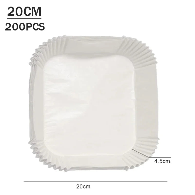 Air Fryer Parchment Paper Liners 50–200Pcs Non-Stick Disposable