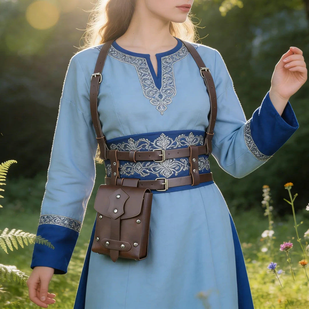 Medieval PU Leather Harness Belt Waist Bag Renaissance Cosplay
