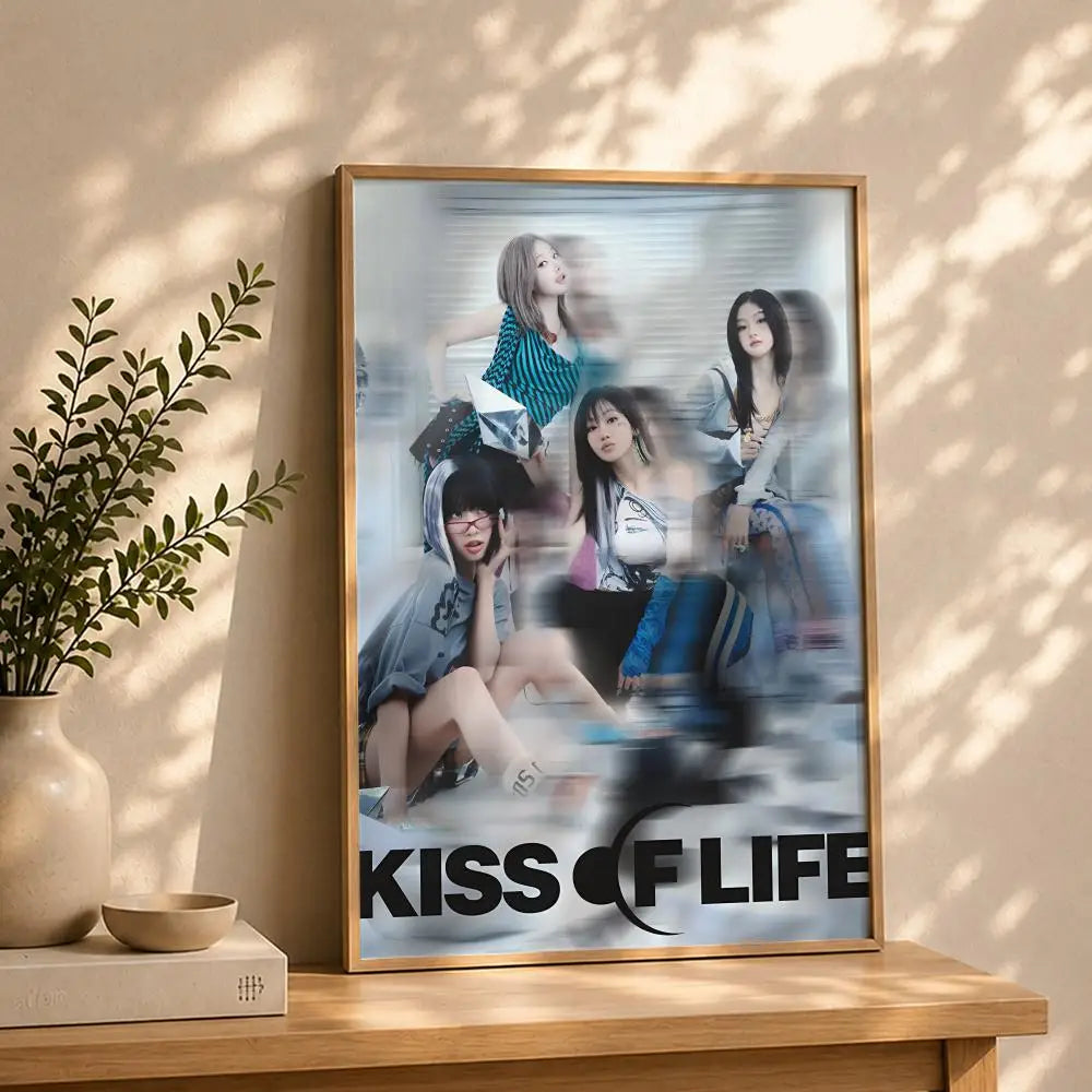 Kpop K-KISS OF LIFES Poster HD Self Adhesive Waterproof Wall Art Ideal for Home Office Dorm Bedroom Great Gift Peaceful Pleasures Health and Wellness