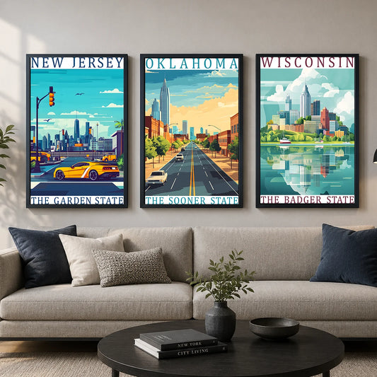 City Landscape Canvas Wall Art | Modern Travel Poster Print Canvas Wall Art Print Peaceful Pleasures Health and Wellness