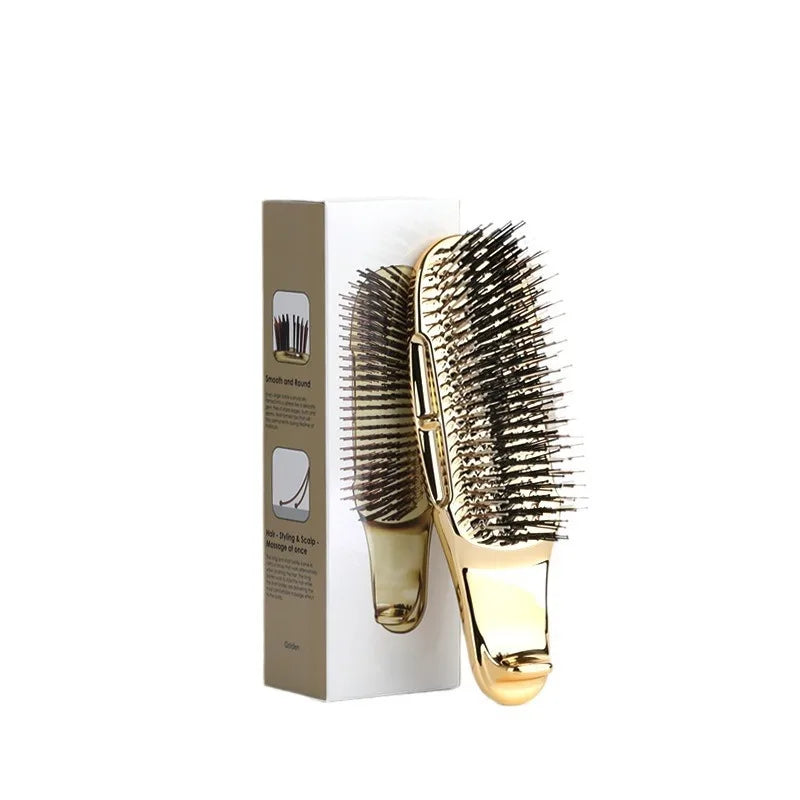 Comb Hair, Meridian Massage, Scalp Cleaning and Care, Dry and Wet Dual-use Portable Hair Comb Barber Accessories Peaceful Pleasures Health and Wellness Gold - B
