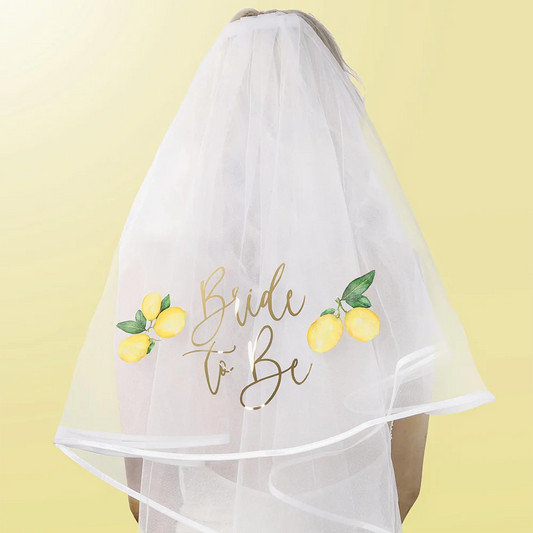 Lemon Bride To Be Veil | Bachelorette & Bridal Shower Gift Bridal Party Accessory Peaceful Pleasures Health and Wellness