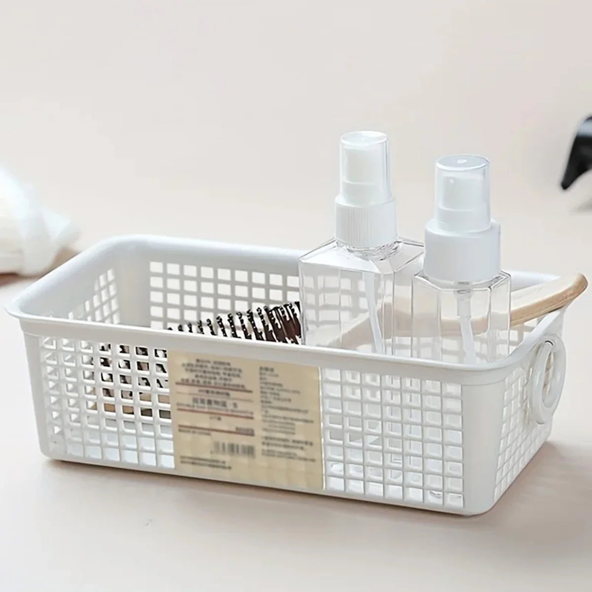 1 Piece Desktop Dual-Ear Storage Basket Snack Organizer with Hollow Rectangular Basket Plastic Storage Box Peaceful Pleasures Health and Wellness