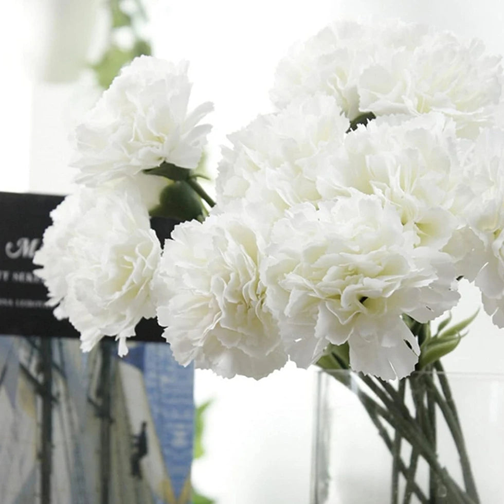 Silk Carnation Artificial Flowers 5/10pcs | Wedding & Home Decor