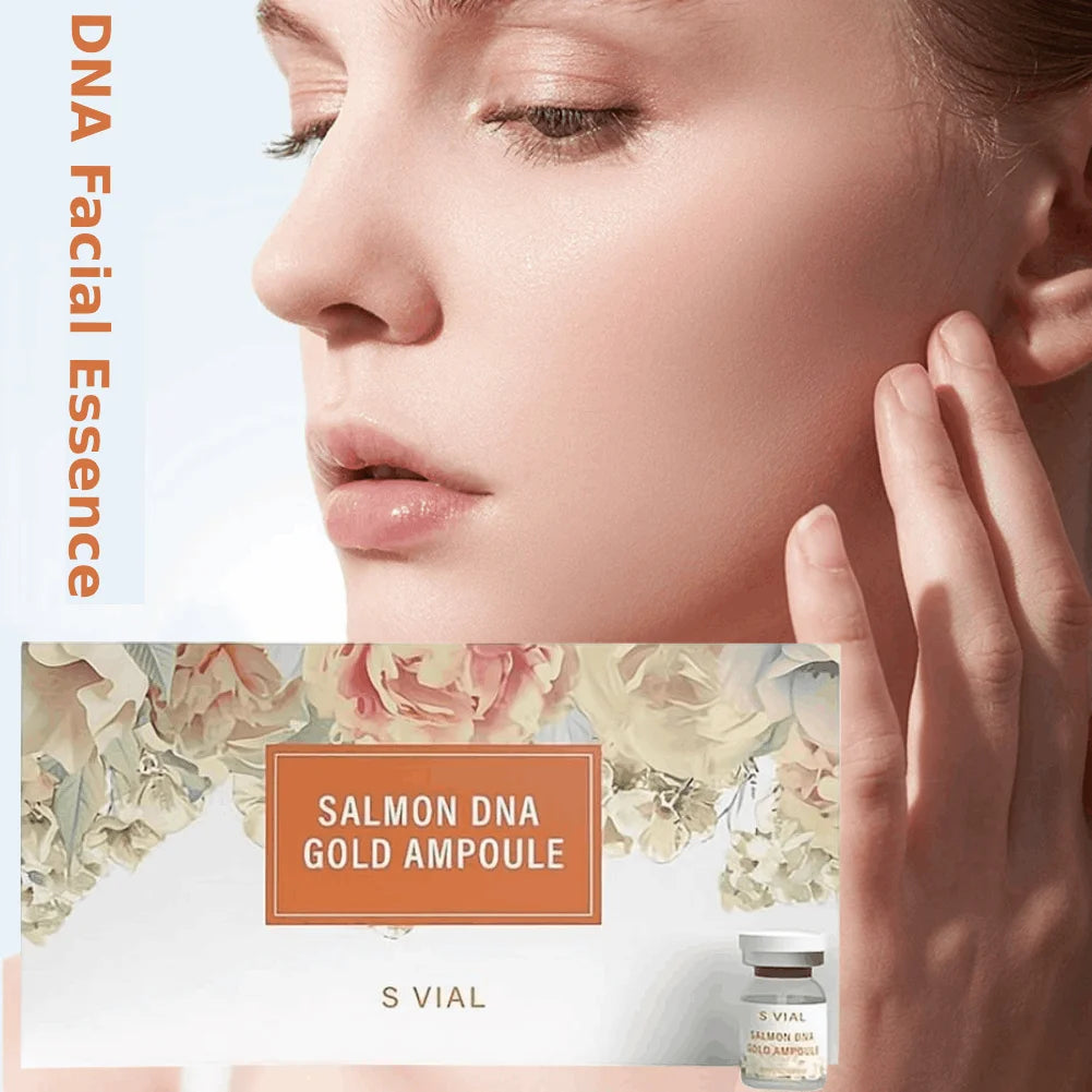 Salmon DNA Facial Essence Gold Ampoule Skin Booster Serum Kit Brightening Whitening Moisturizing Rejuvenation Care Skin Peaceful Pleasures Health and Wellness