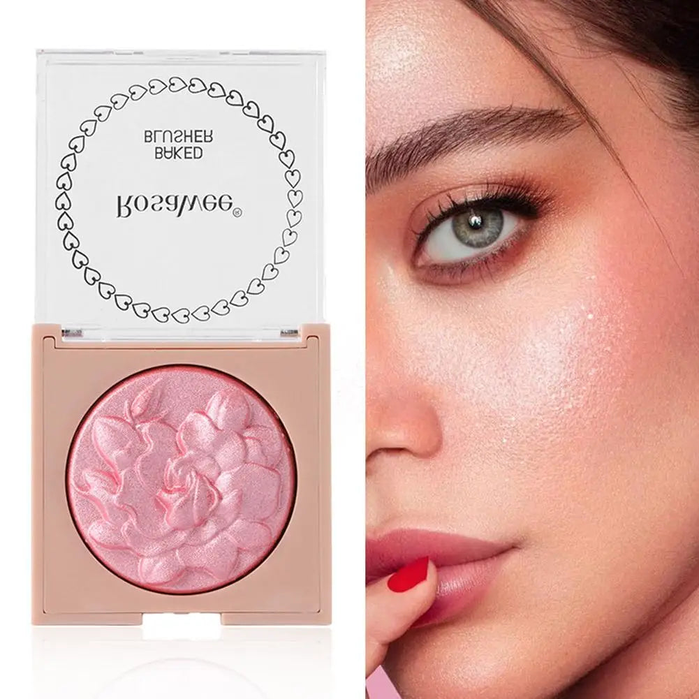 Embossed Shimmer Blush Palette – Pearlescent Baked Powder Highlighter