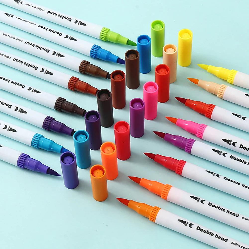 12 Brush Washable Dual Head Watercolor Pen Student Art Painting