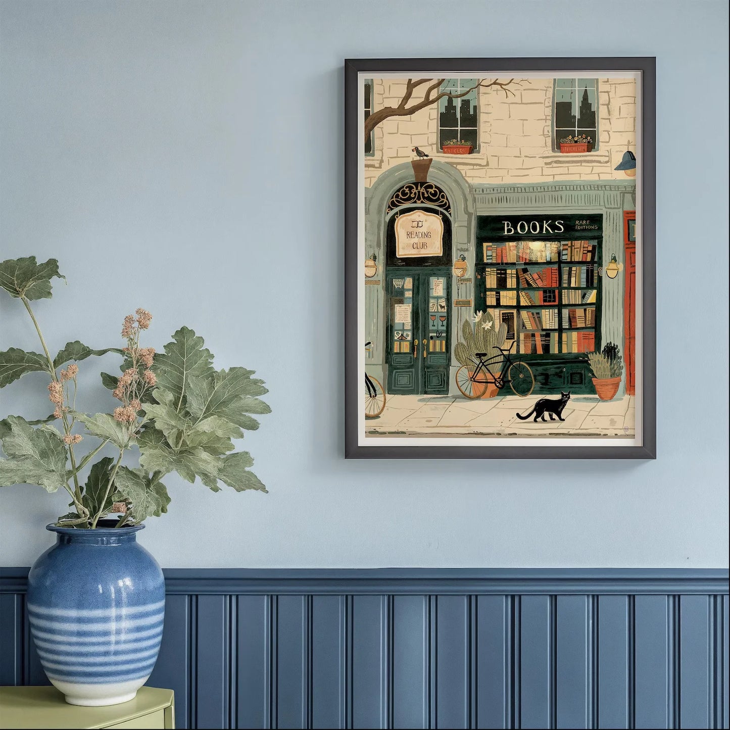 Bookstore Art Print, Cozy Bookshop Illustration, Library Wall Decor, Gift for Book Lover, Reading Nook Poster, Home Office Liter Peaceful Pleasures Health and Wellness