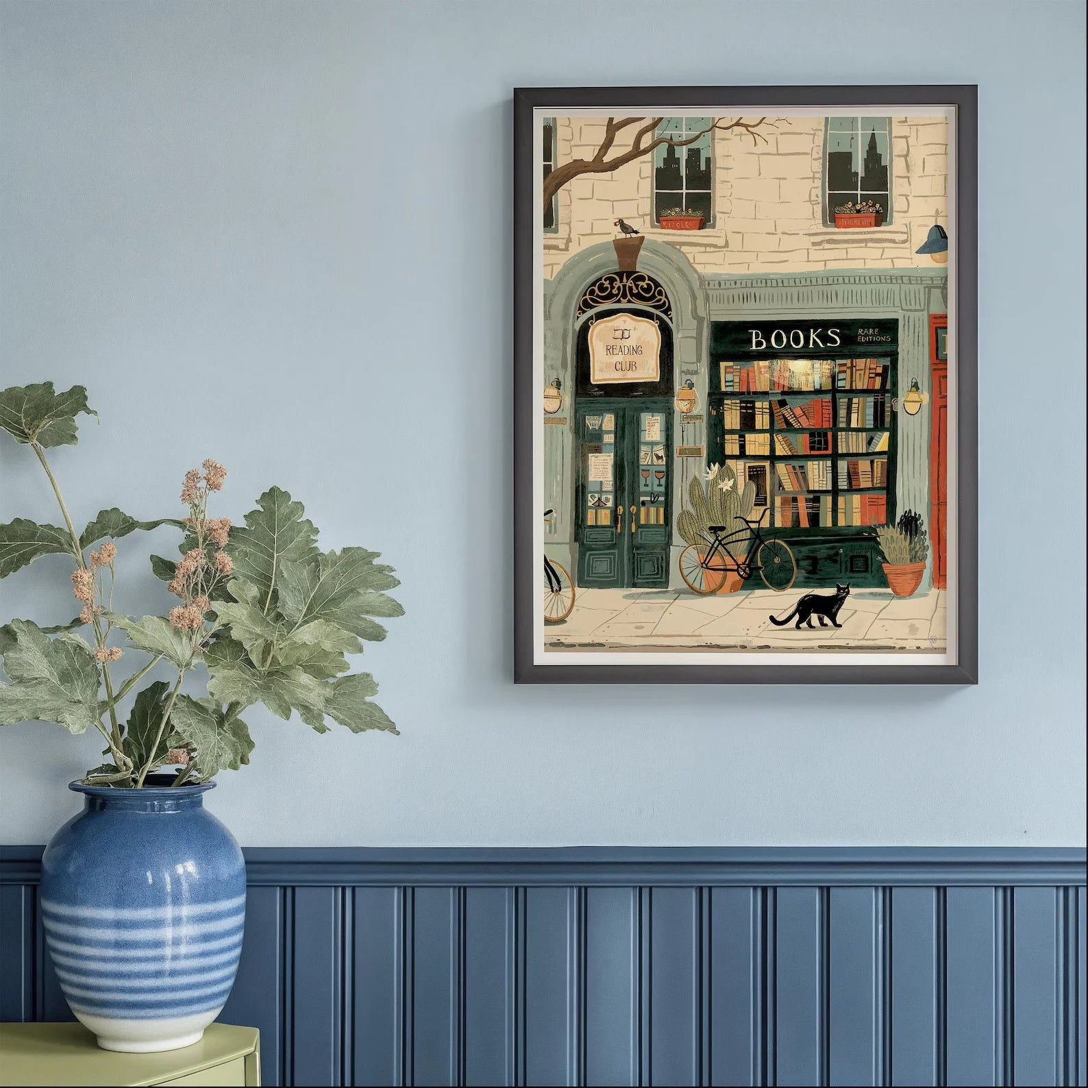 Bookstore Art Print, Cozy Bookshop Illustration, Library Wall Decor, Gift for Book Lover, Reading Nook Poster, Home Office Liter Peaceful Pleasures Health and Wellness
