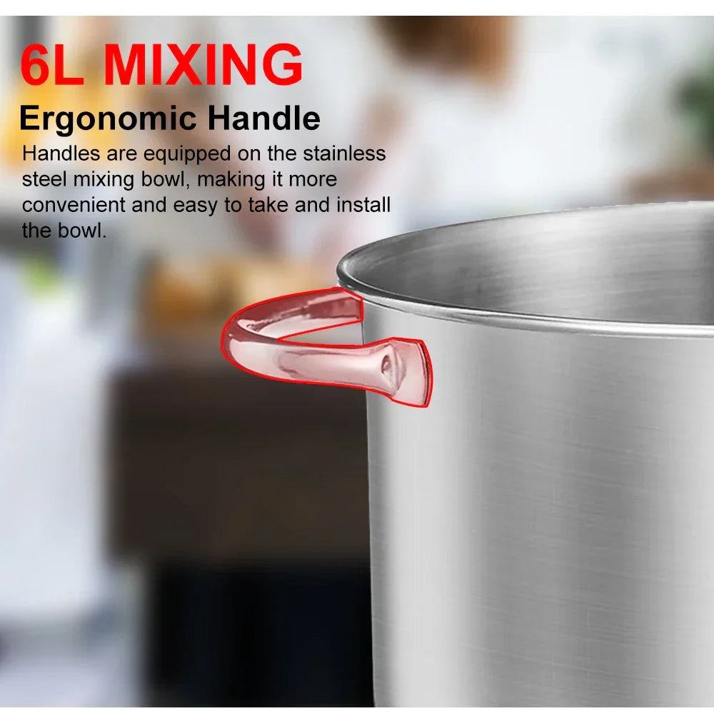 BioloMix 1200W 6L Stand Mixer – 6-Speed, Quiet DC Motor, Tilt-Head Stand Mixer BioloMix