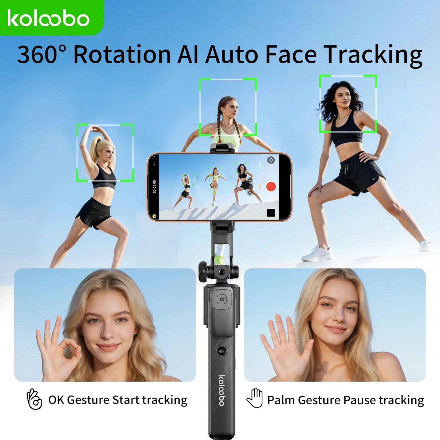 AI Face Tracking Selfie Stick Tripod 74" Bluetooth 360° Peaceful Pleasures Health and Wellness