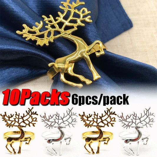 60-Pack Gold Elk Christmas Napkin Rings – Festive Table Decor Christmas Napkin Rings Oasis Select