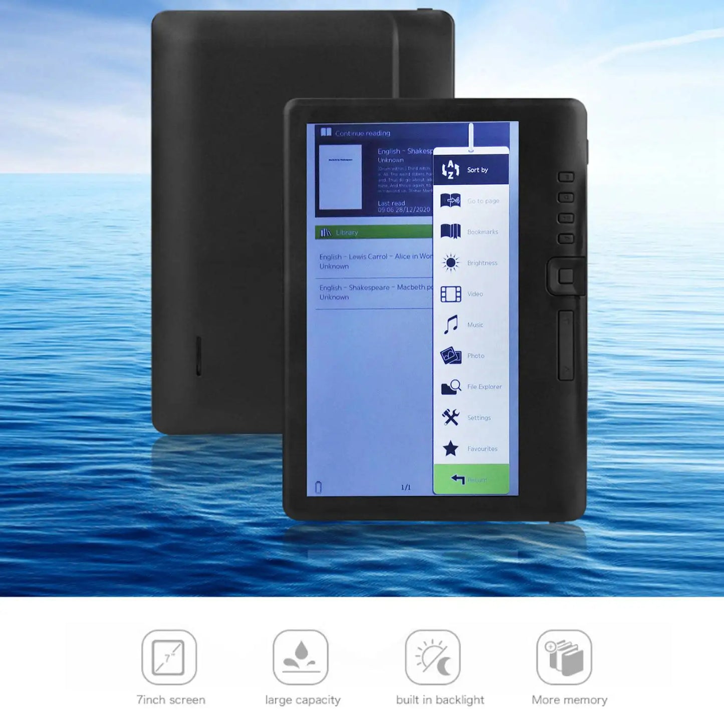 E Reader LCD 16 9 Screen HD 800x480 380MHz Black Protective Case