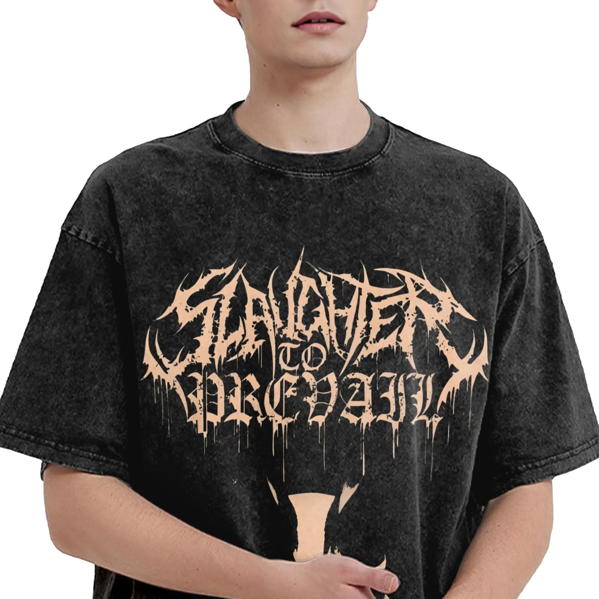 Slaughter to Prevail T Shirt Men's Cotton Unique T-Shirt Round Neck Tee Shirt Short Sleeve Tops Printed Peaceful Pleasures Health and Wellness