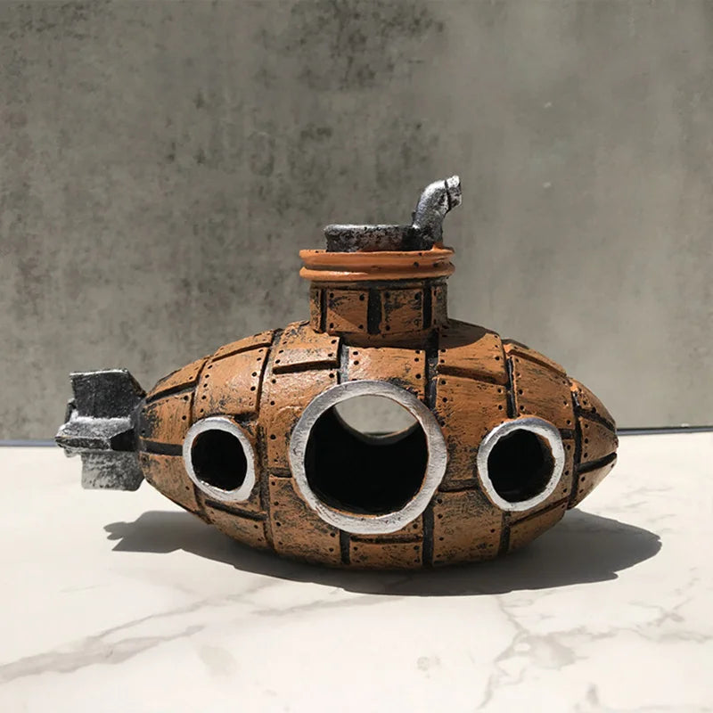 Resin Submarine Aquarium Cave – Fish & Shrimp Hideout Ornament